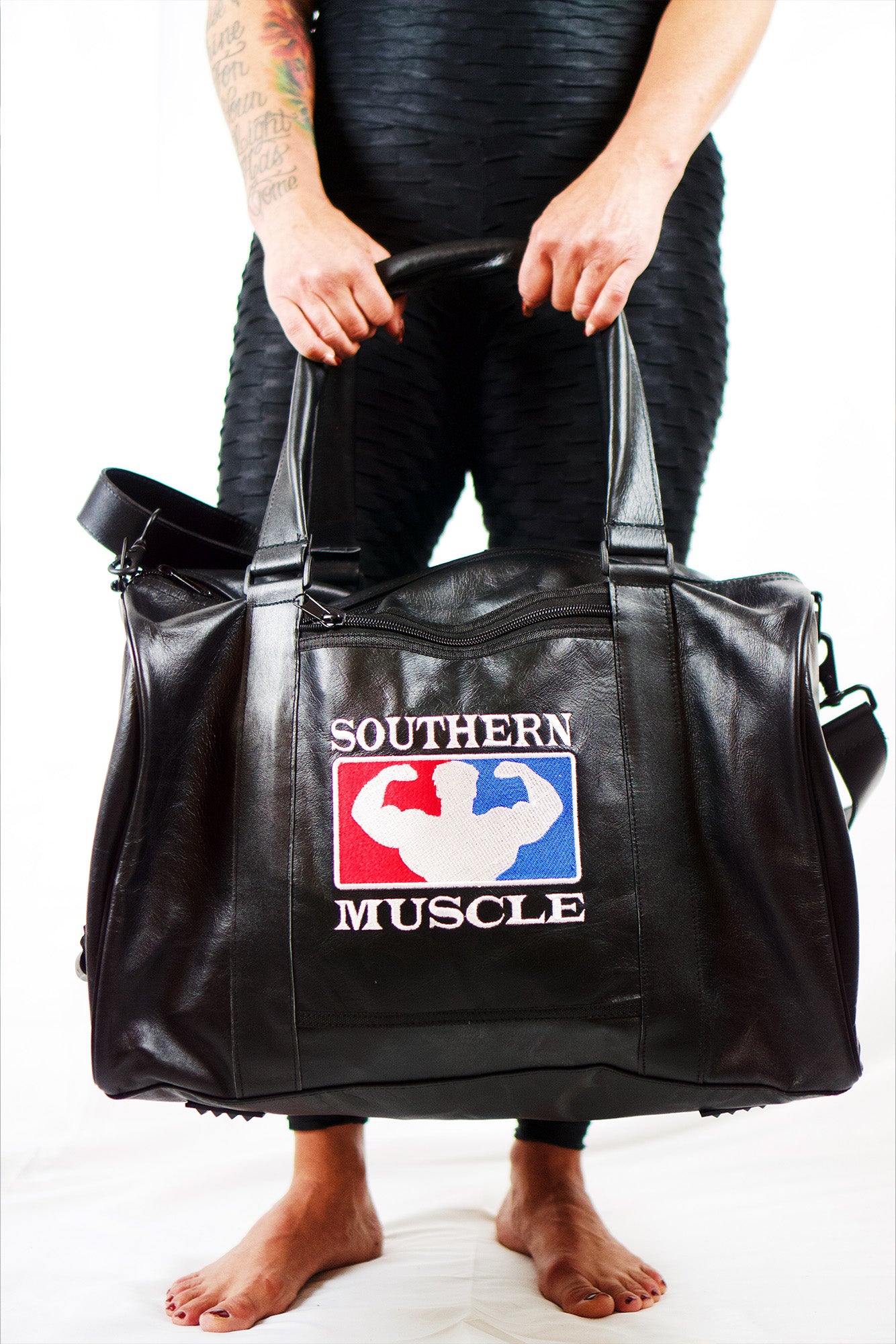 Leather Duffle Gym Bag