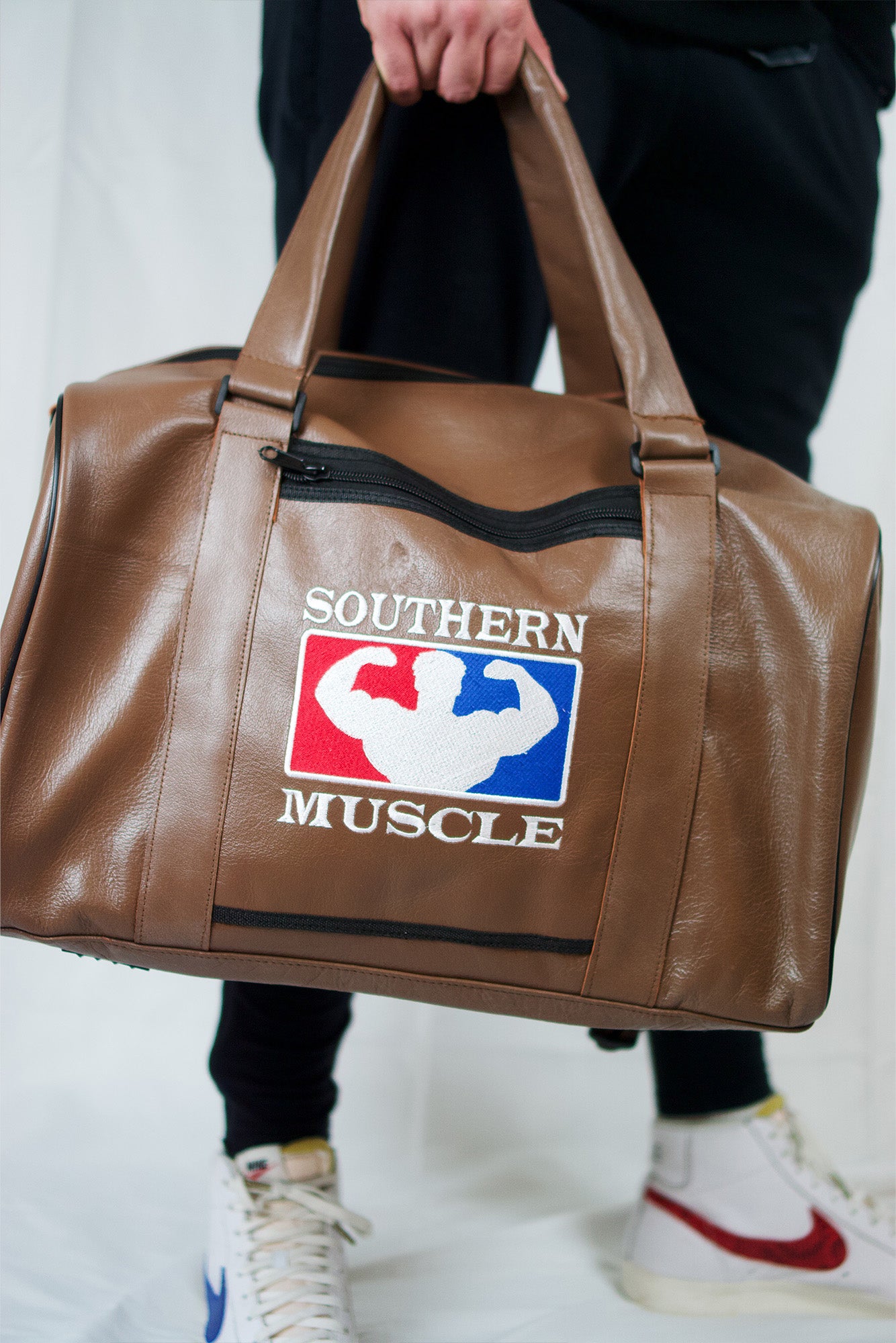 Leather Duffle Gym Bag